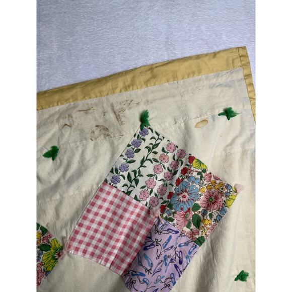 HANDMADE Multicolor Vintage Fabrics Patchwork Floral Pattern Quilt Topper 80X80 - Picture 6 of 6